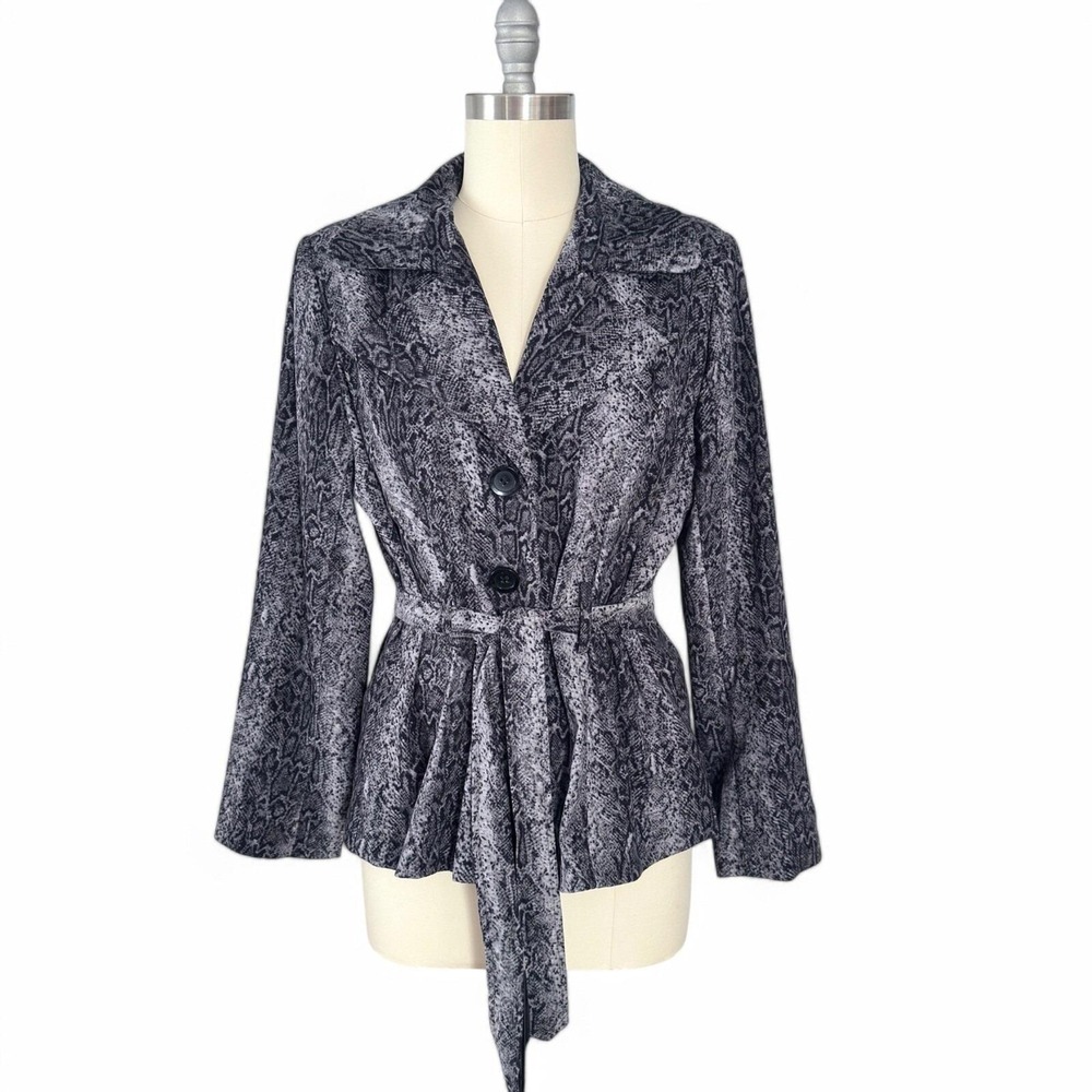 Snake Print Microsuede Belted Blazer Jacket Size‎ Large Y2K Femme Tailored Fit